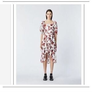 The Kooples Long Dress With Smocking And Floral Print